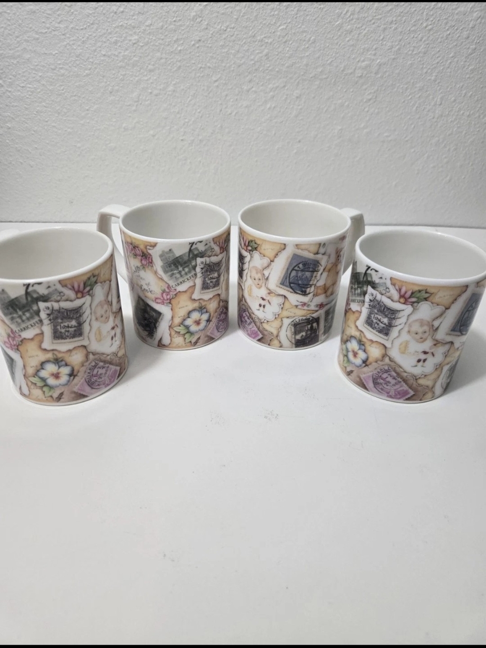 Royal Doulton Pastel Bunny & Floral Collage Mugs - White Base